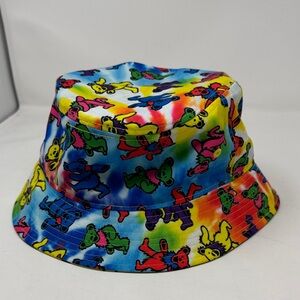 GRATEFUL DEAD DANCING BEARS BUCKET HAT HIPPIE DEADHEAD TIE DYEL MULTI-COLOR